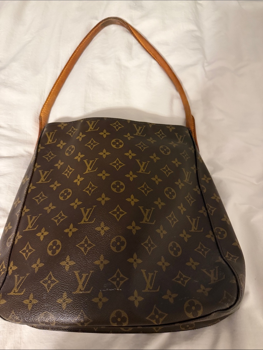 Louis Vuitton Monogram Canvas Shoulder Bag in Brown and Tan